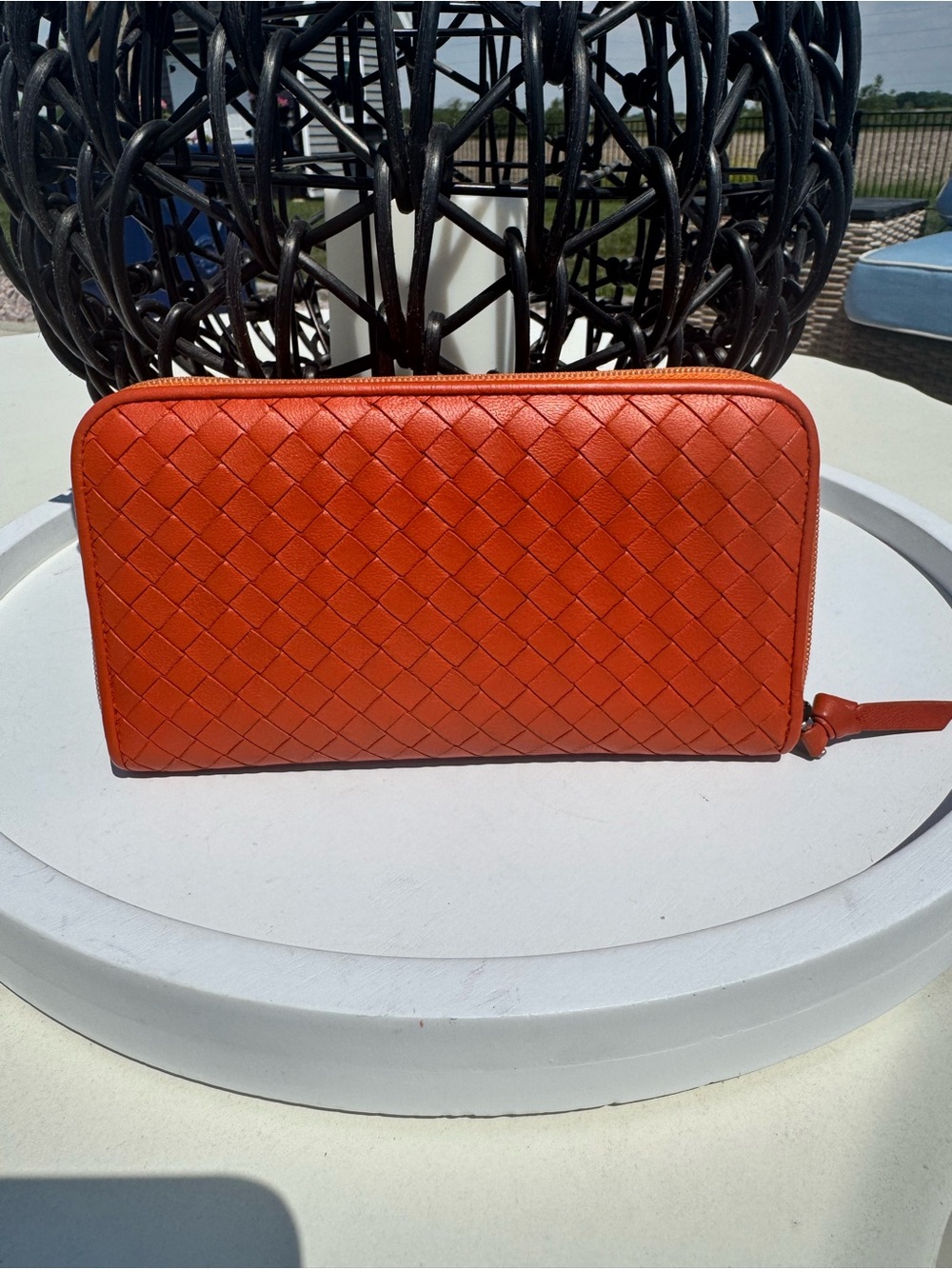 Bottega Zip-Around Leather Wallet - Orange - Picture 2 of 7